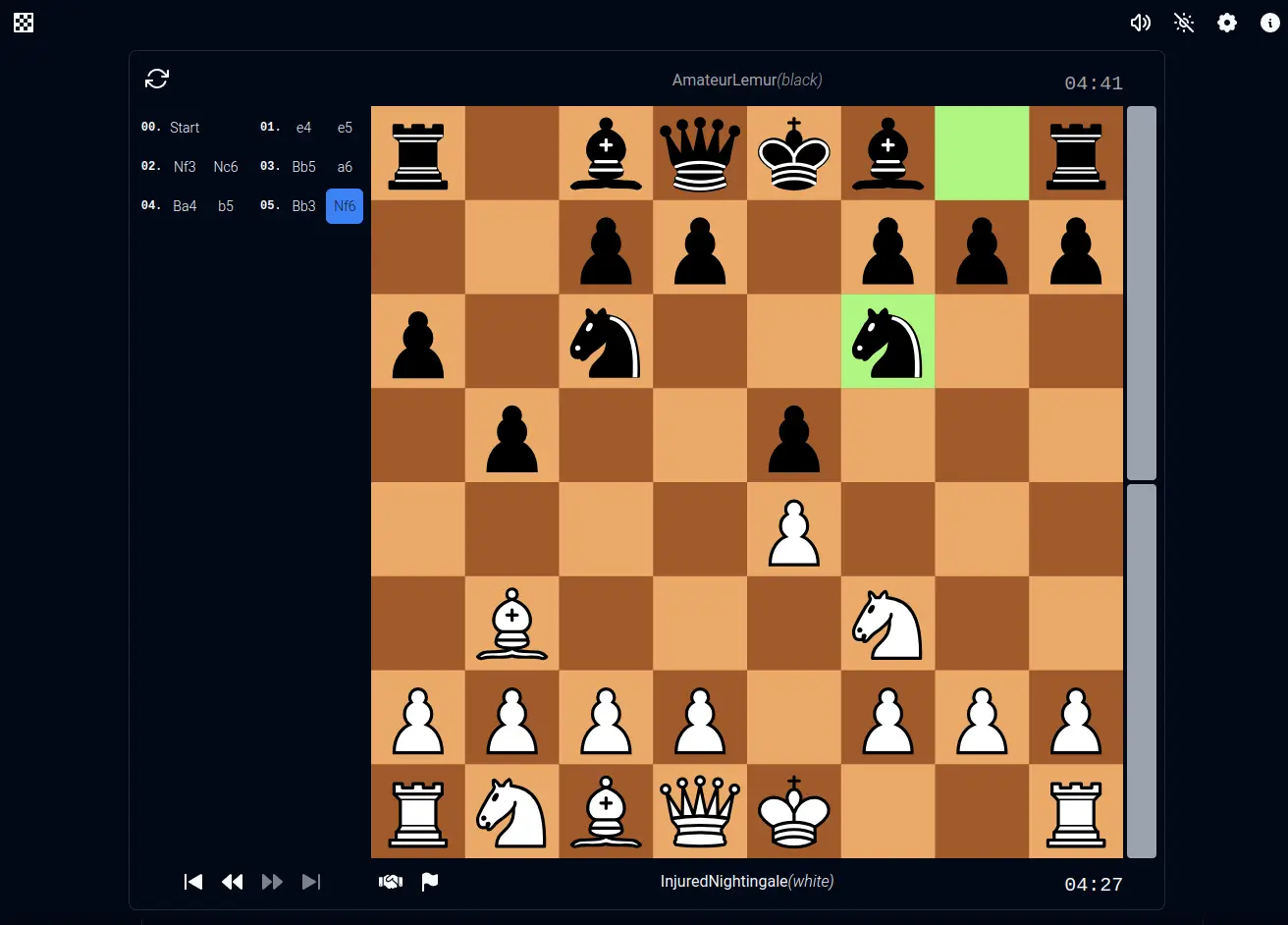 Image of livechess.xyz (in-progress game)