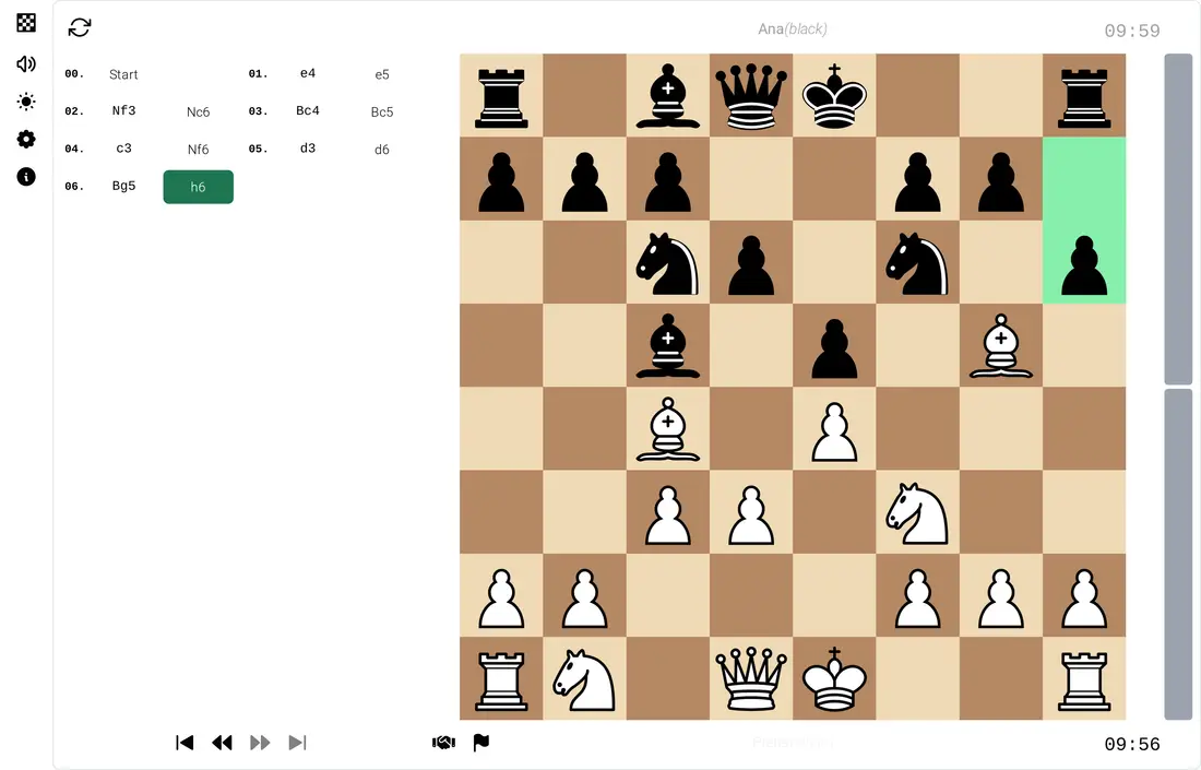 LiveChess game in progress