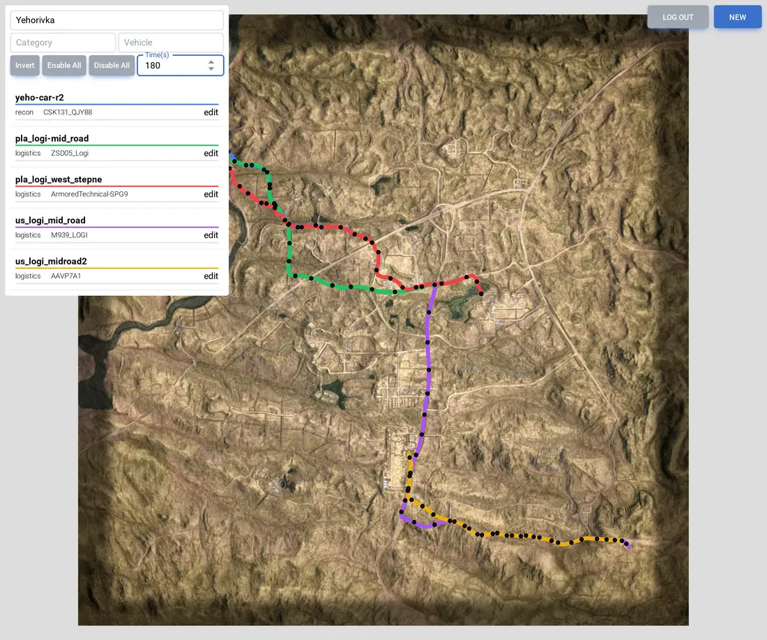 SquadGPS comparing logistics routes on the in-game map